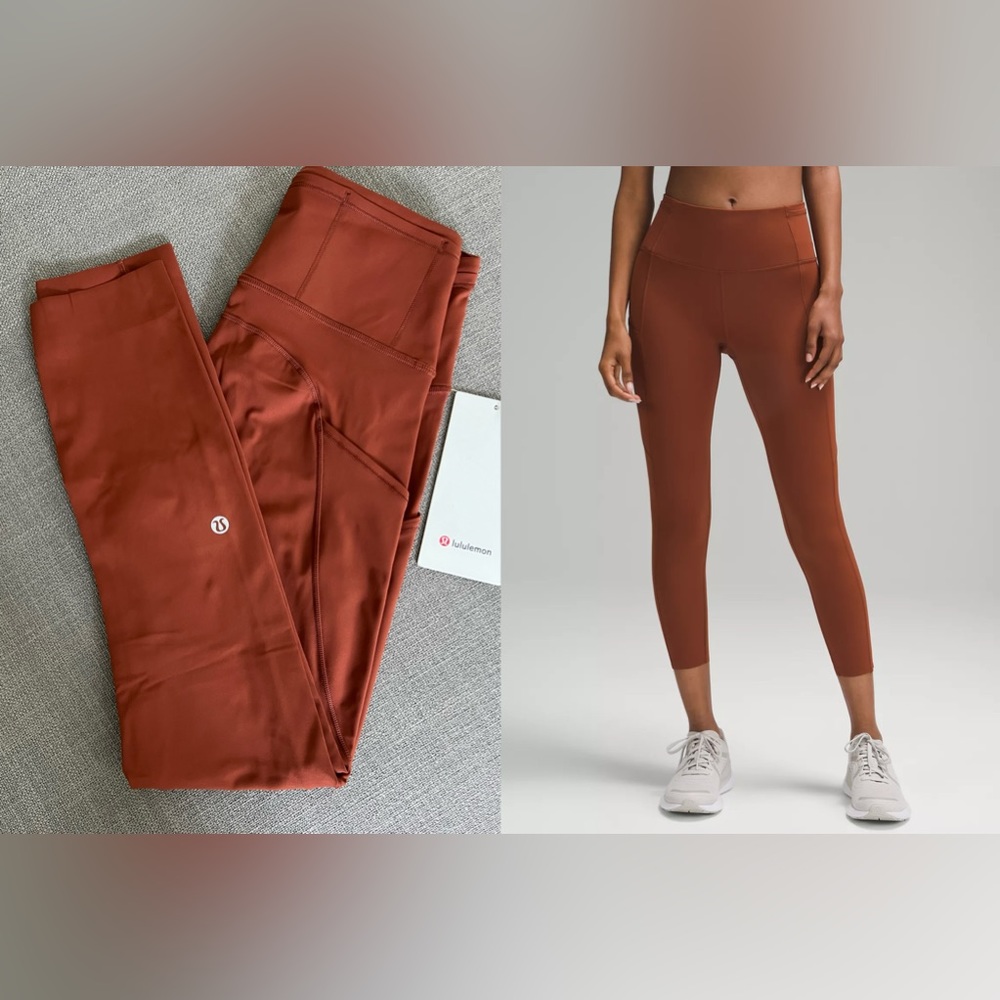 Lululemon Fast and Free Pocket High-Rise Crop 23" In Dark Terracotta